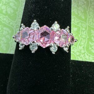 Bomb Party Women's (9) Ring - Rose Quartz Cubic Zirconia "New"
